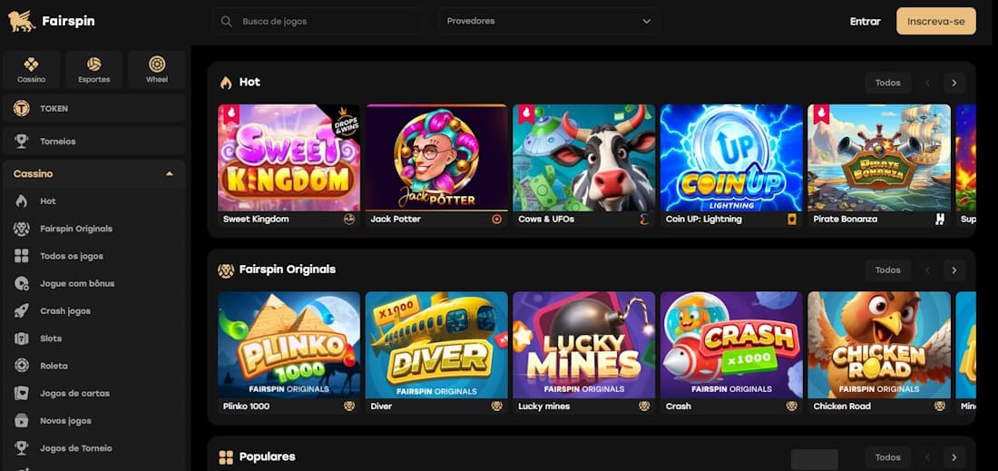 interface do casino